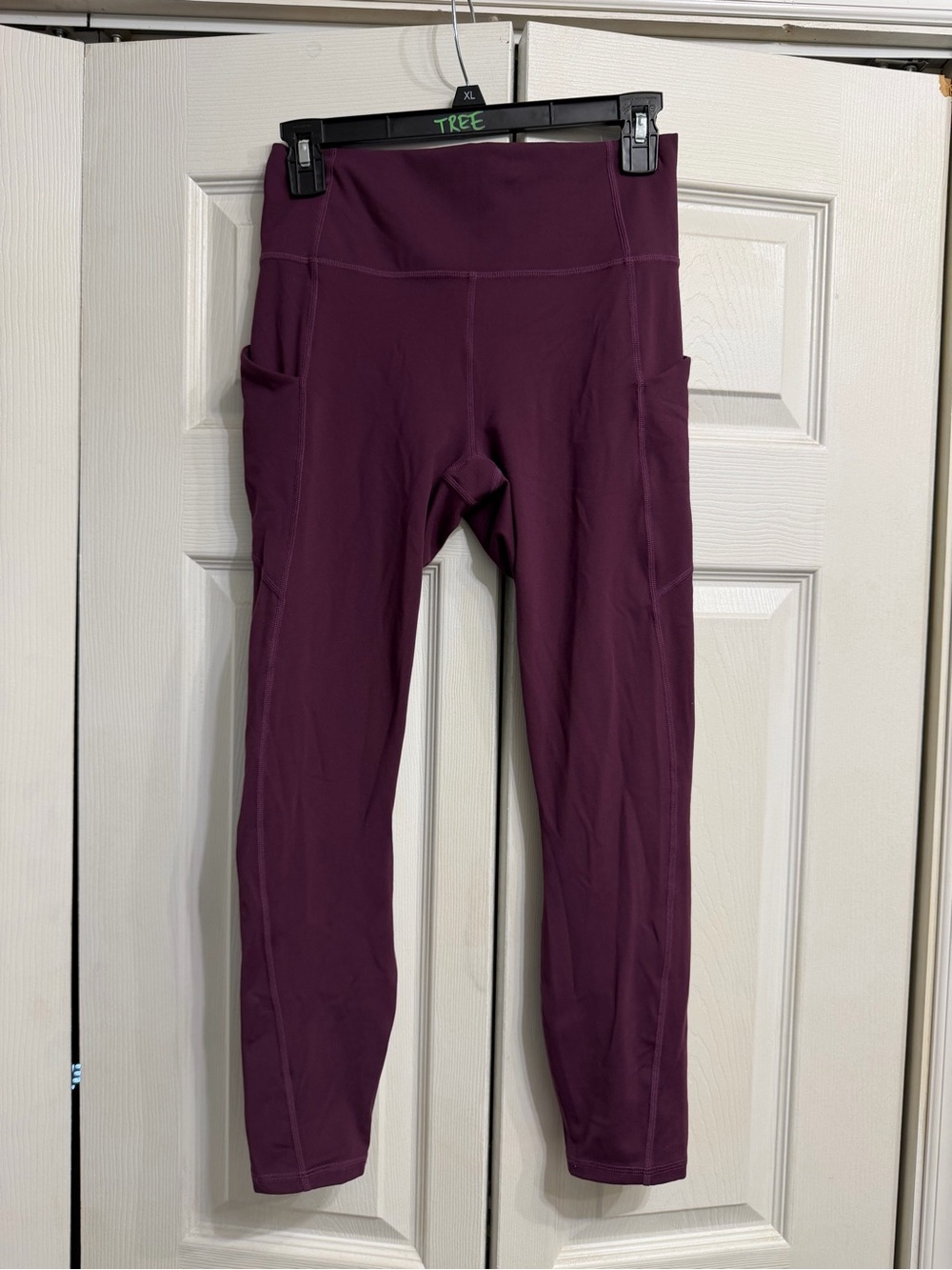 Fabletics High-Waist Plum Active Leggings with Side Pockets